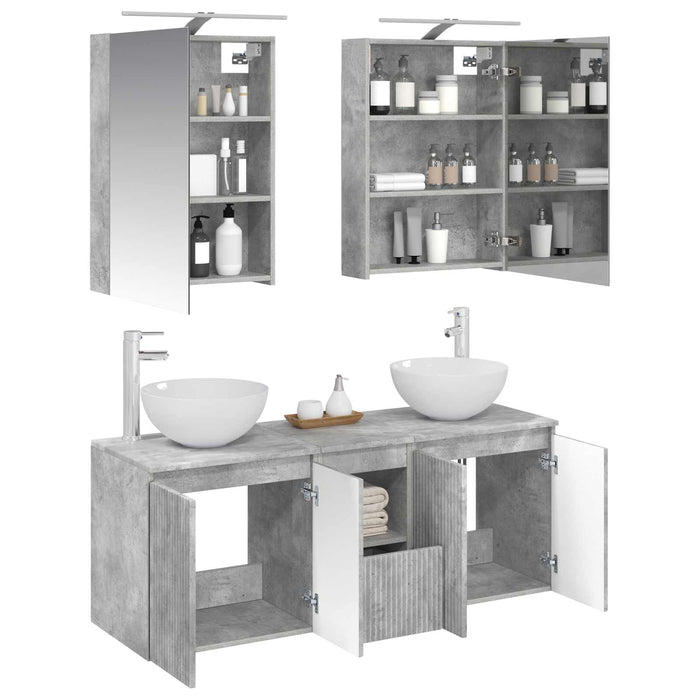 Set dulap baie 5 pcs Gri Beton 50 x 14,5 x 70 cm Lemn prelucrat WALTI