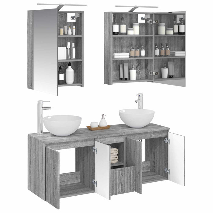 Set dulap baie 5 pcs Sonoma gri 50 x 14,5 x 70 cm WALTI