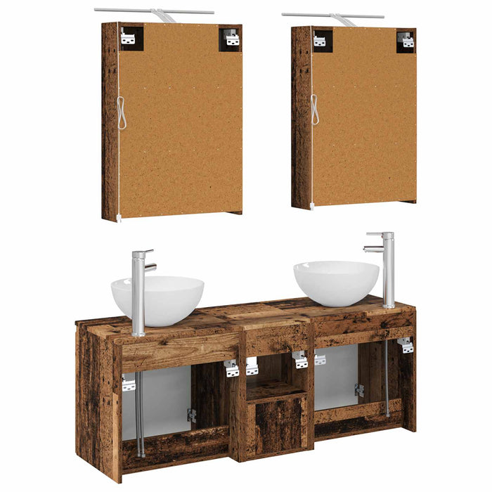 Set dulap baie 5 pcs Lemn vechi 50 x 14,5 x 70 cm WALTI