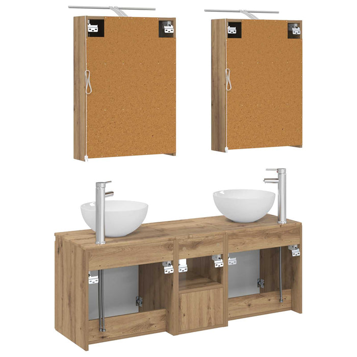 Set dulap baie 5 pcs Stejar Artizanal 50 x 14,5 x 70 cm WALTI