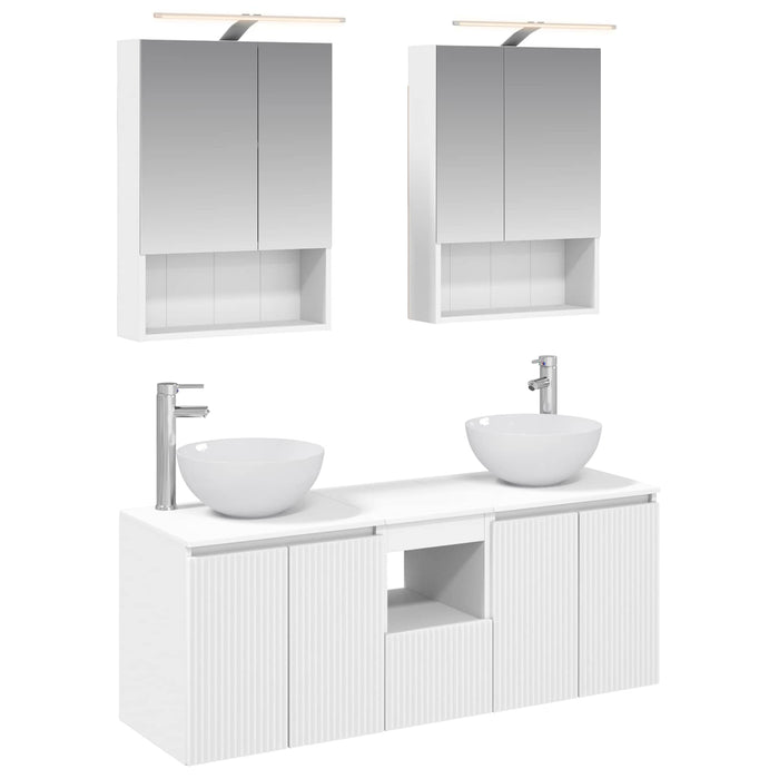 Set dulap baie 5 pcs Alb 50 x 14,5 x 70 cm Lemn prelucrat WALTI