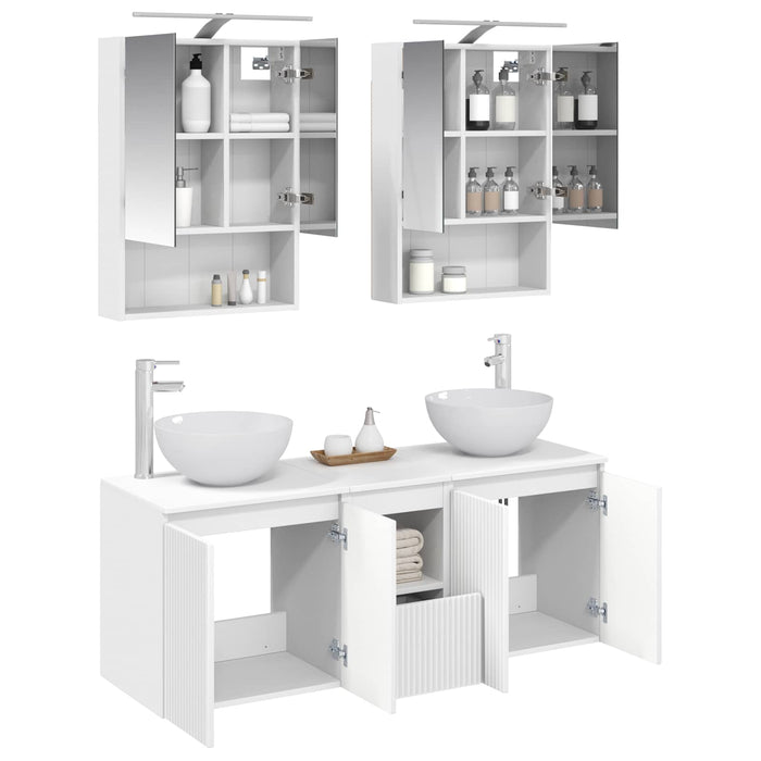Set dulap baie 5 pcs Alb 50 x 14,5 x 70 cm Lemn prelucrat WALTI