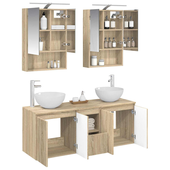 Set dulap baie 5 pcs Stejar Sonoma 50 x 14,5 x 70 cm WALTI
