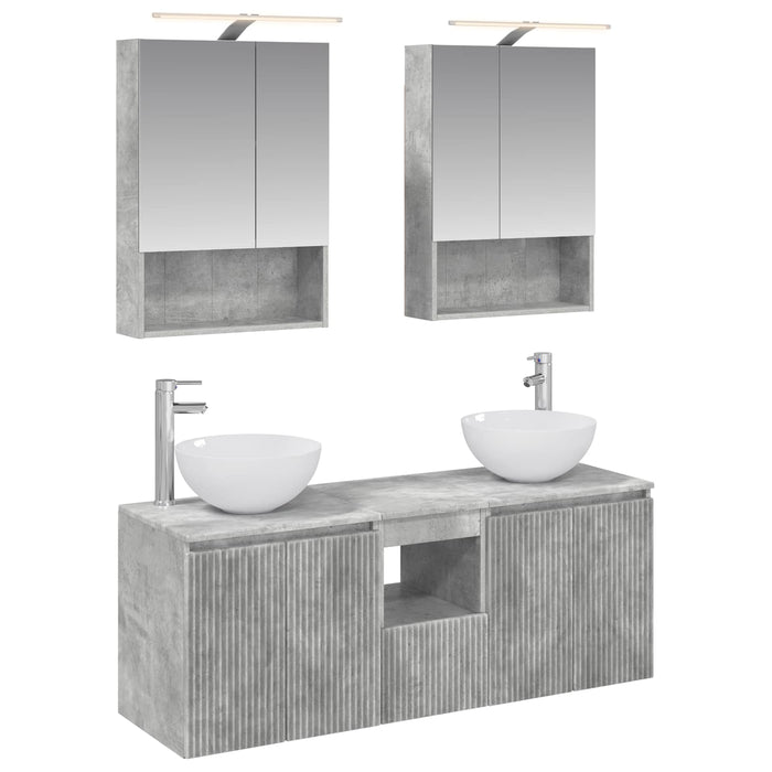 Set dulap baie 5 pcs Gri Beton 50 x 14,5 x 70 cm Lemn prelucrat WALTI