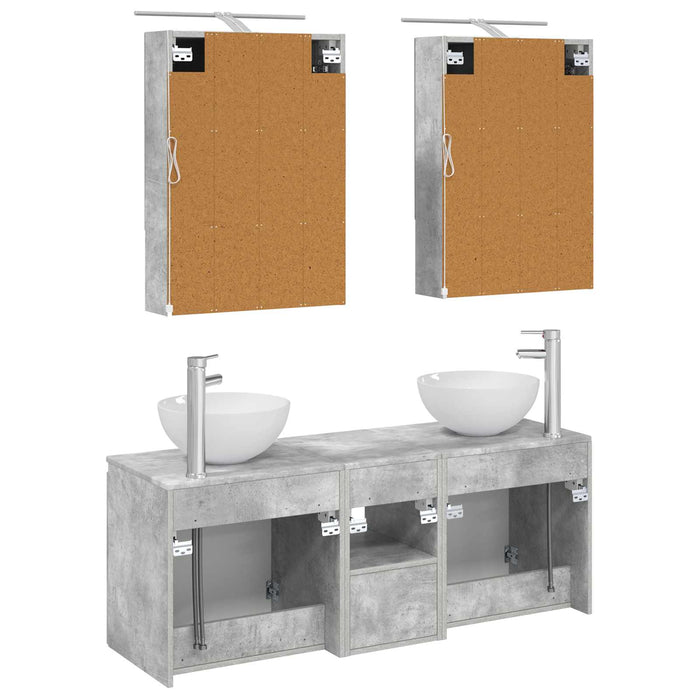 Set dulap baie 5 pcs Gri Beton 50 x 14,5 x 70 cm Lemn prelucrat WALTI