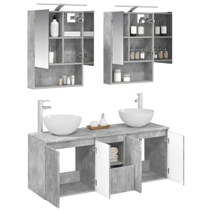 Set dulap baie 5 pcs Gri Beton 50 x 14,5 x 70 cm Lemn prelucrat WALTI