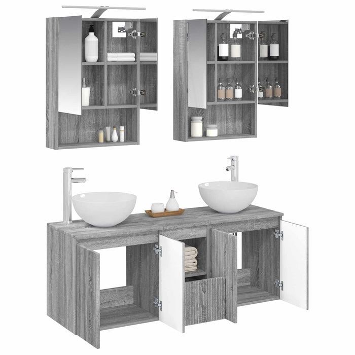 Set dulap baie 5 pcs Sonoma gri 50 x 14,5 x 70 cm WALTI