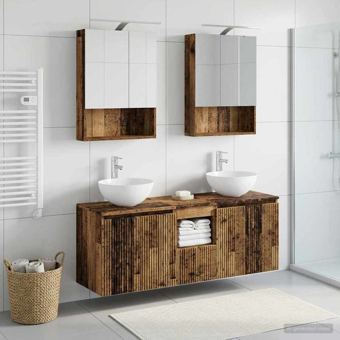 Set dulap baie 5 pcs Lemn vechi 50 x 14,5 x 70 cm WALTI