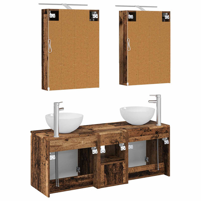 Set dulap baie 5 pcs Lemn vechi 50 x 14,5 x 70 cm WALTI