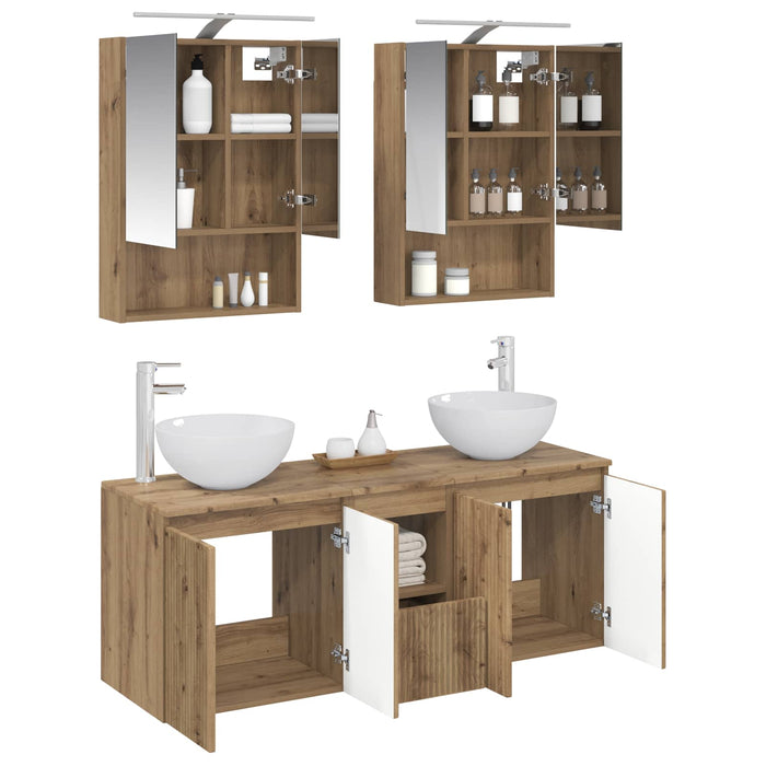 Set dulap baie 5 pcs Stejar Artizanal 50 x 14,5 x 70 cm WALTI