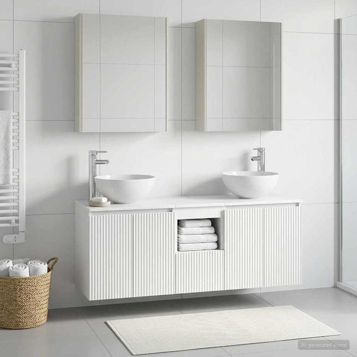 Set dulap baie 5 pcs Alb 53 x 15,5 x 70 cm Lemn prelucrat WALTI