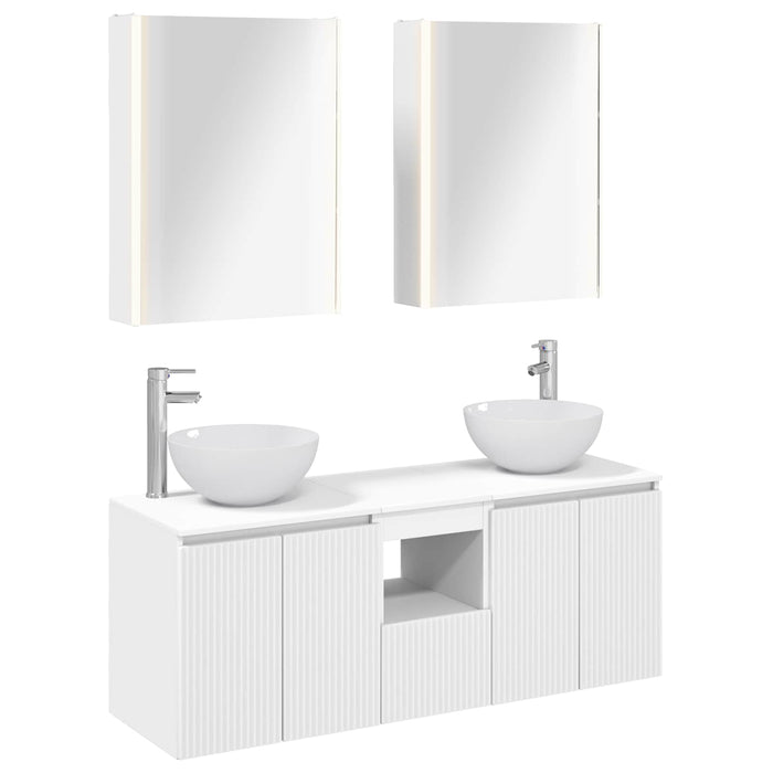 Set dulap baie 5 pcs Alb 53 x 15,5 x 70 cm Lemn prelucrat WALTI