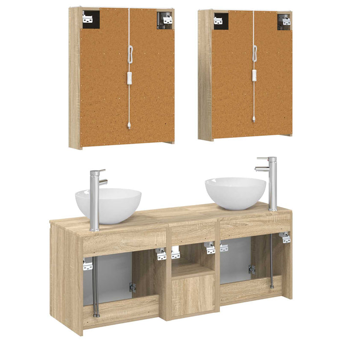 Set dulap baie 5 pcs Stejar Sonoma 53 x 15,5 x 70 cm WALTI