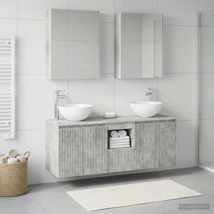 Set dulap baie 5 pcs Gri Beton 53 x 15,5 x 70 cm Lemn prelucrat WALTI