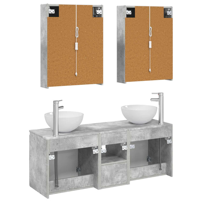 Set dulap baie 5 pcs Gri Beton 53 x 15,5 x 70 cm Lemn prelucrat WALTI