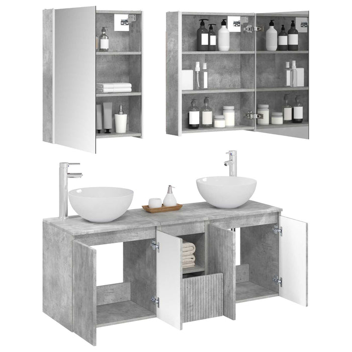 Set dulap baie 5 pcs Gri Beton 53 x 15,5 x 70 cm Lemn prelucrat WALTI