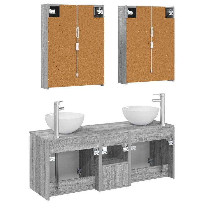 Set dulap baie 5 pcs Sonoma gri 53 x 15,5 x 70 cm WALTI