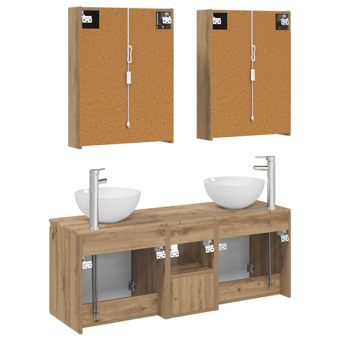 Set dulap baie 5 pcs Stejar Artizanal 53 x 15,5 x 70 cm WALTI