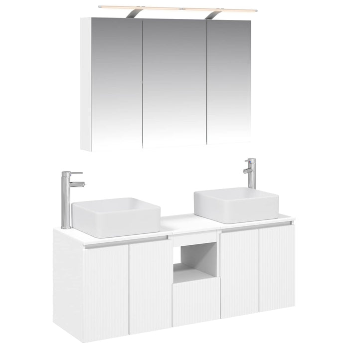 Set dulap baie 4 pcs Alb 100 x 14,5 x 70 cm Lemn prelucrat WALTI