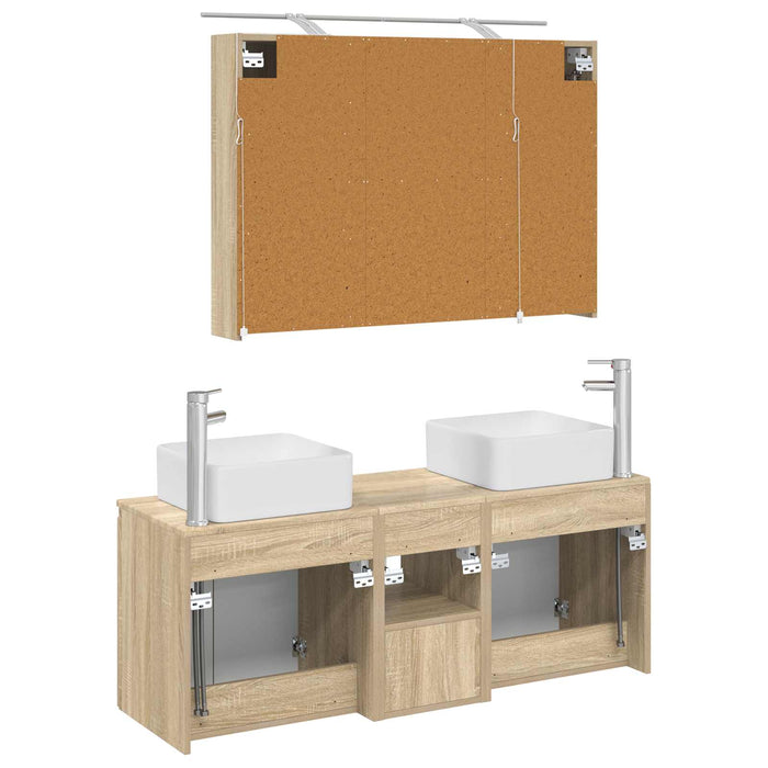 Set dulap baie 4 pcs Stejar Sonoma 100 x 14,5 x 70 cm WALTI