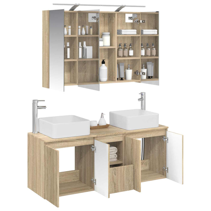 Set dulap baie 4 pcs Stejar Sonoma 100 x 14,5 x 70 cm WALTI