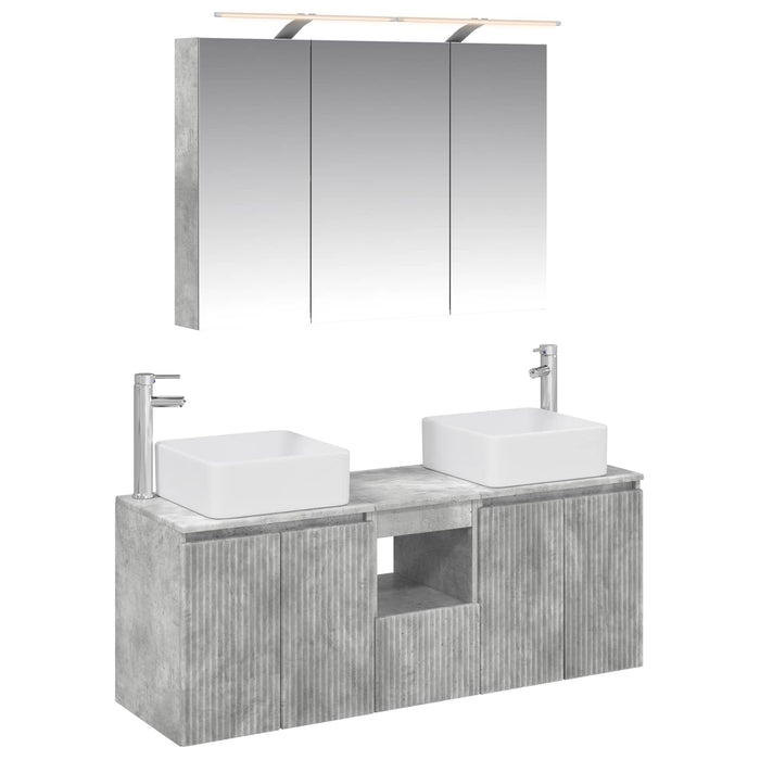 Set dulap baie 4 pcs Gri Beton 100 x 14,5 x 70 cm WALTI