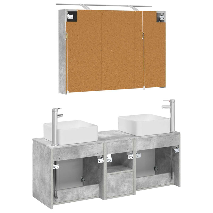 Set dulap baie 4 pcs Gri Beton 100 x 14,5 x 70 cm WALTI