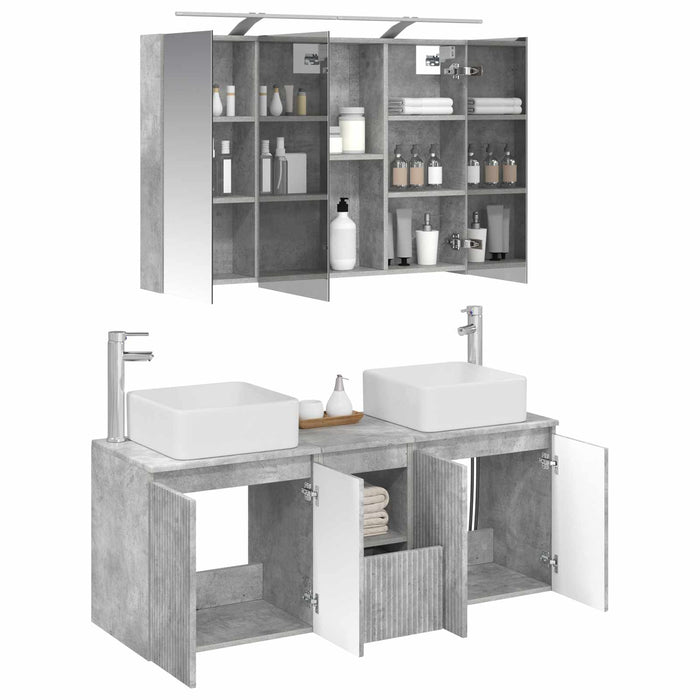 Set dulap baie 4 pcs Gri Beton 100 x 14,5 x 70 cm WALTI