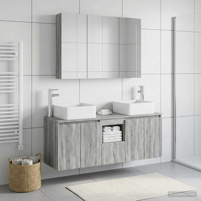 Set dulap baie 4 pcs Sonoma gri 100 x 14,5 x 70 cm WALTI