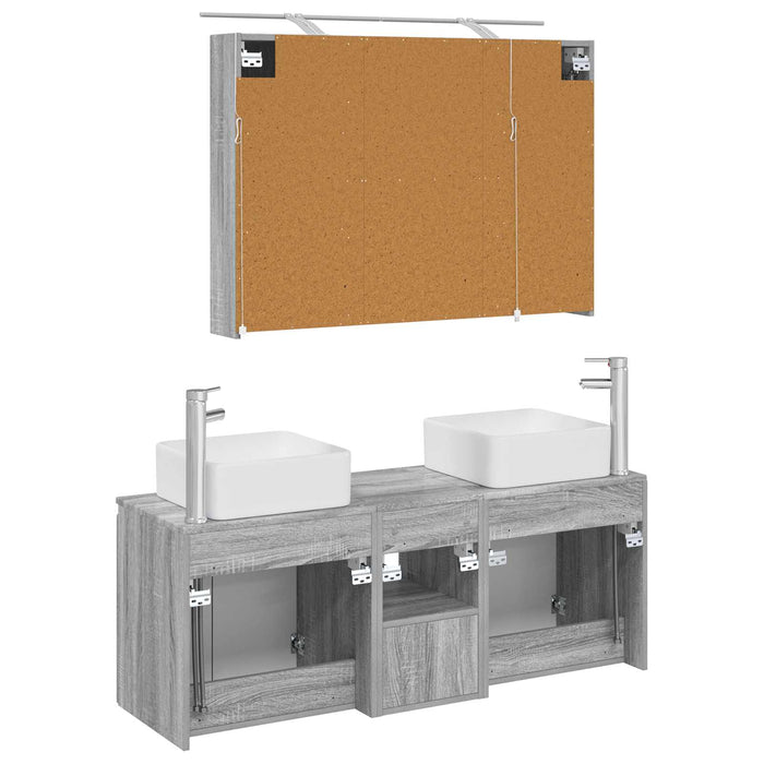 Set dulap baie 4 pcs Sonoma gri 100 x 14,5 x 70 cm WALTI