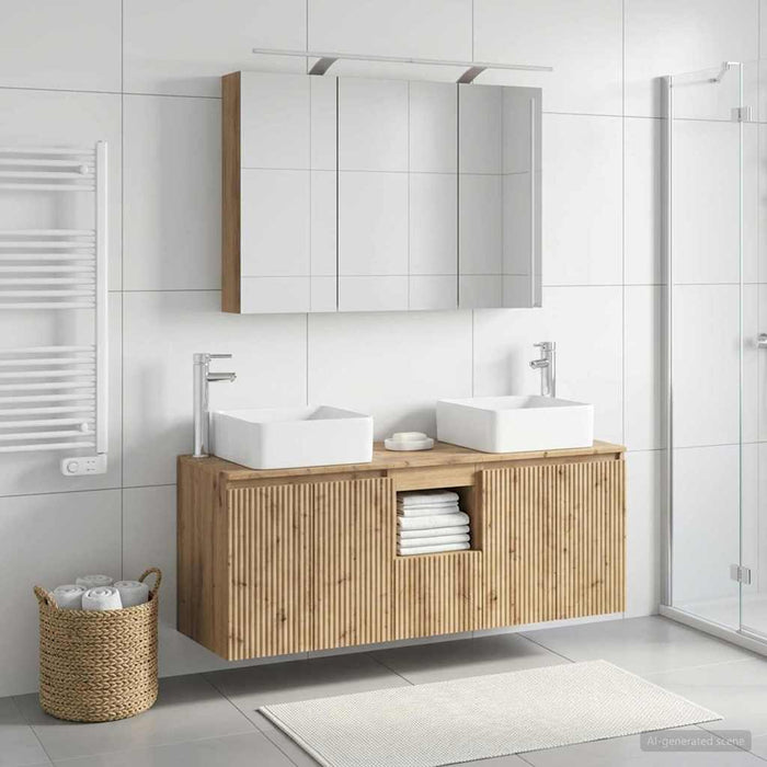 Set dulap baie 4 pcs Stejar Artizanal 100 x 14,5 x 70 cm WALTI