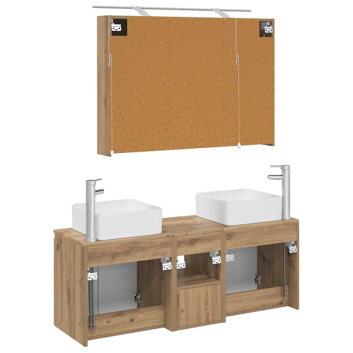 Set dulap baie 4 pcs Stejar Artizanal 100 x 14,5 x 70 cm WALTI