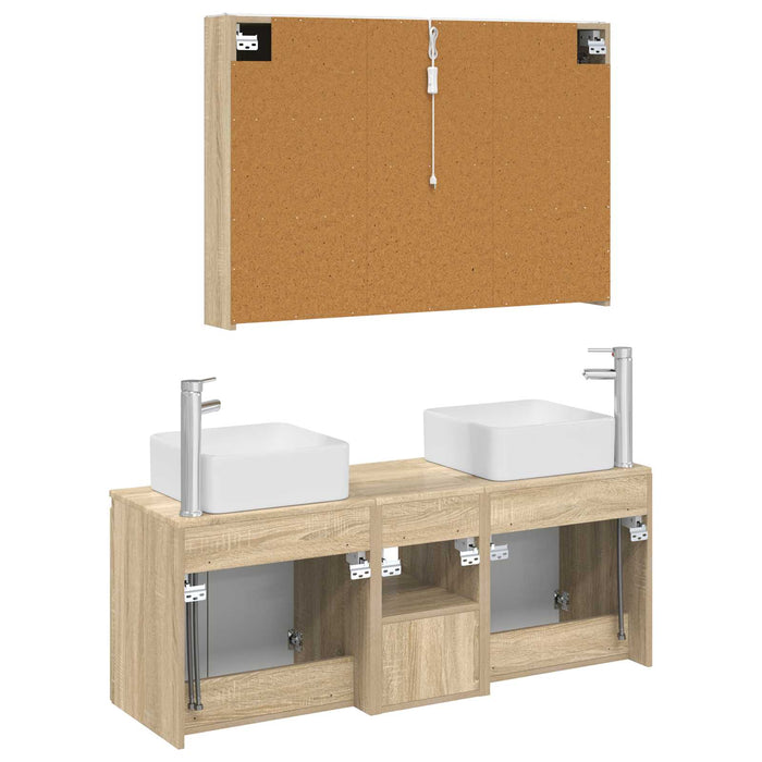 Set dulap baie 4 pcs Stejar Sonoma Lemn prelucrat WALTI