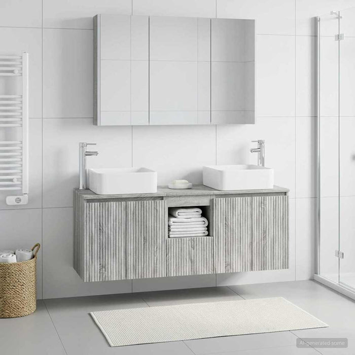 Set dulap baie 4 pcs Sonoma gri Lemn prelucrat WALTI