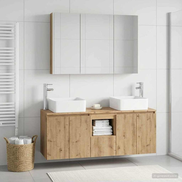 Set dulap baie 4 pcs Stejar Artizanal Lemn prelucrat WALTI