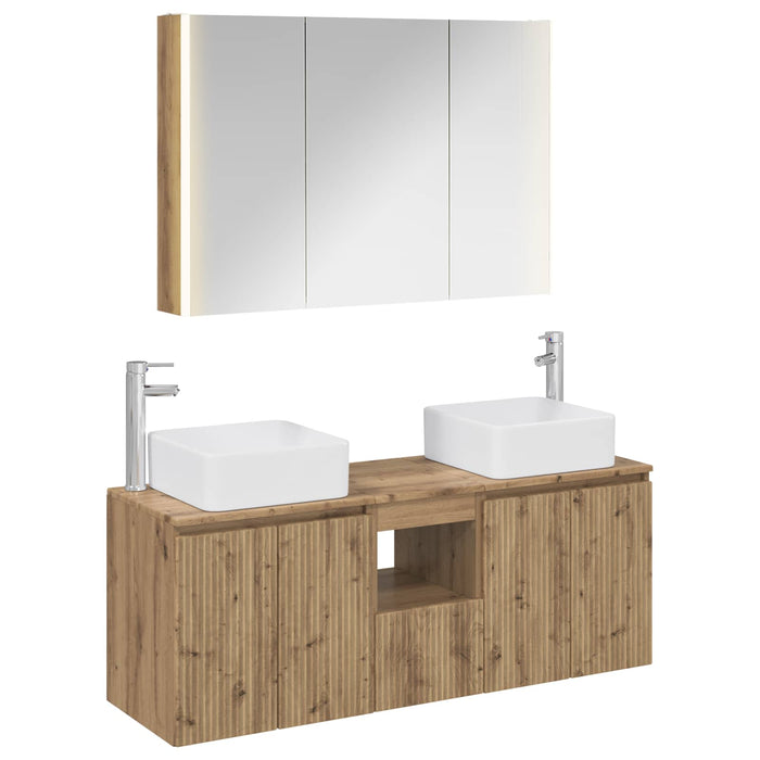 Set dulap baie 4 pcs Stejar Artizanal Lemn prelucrat WALTI