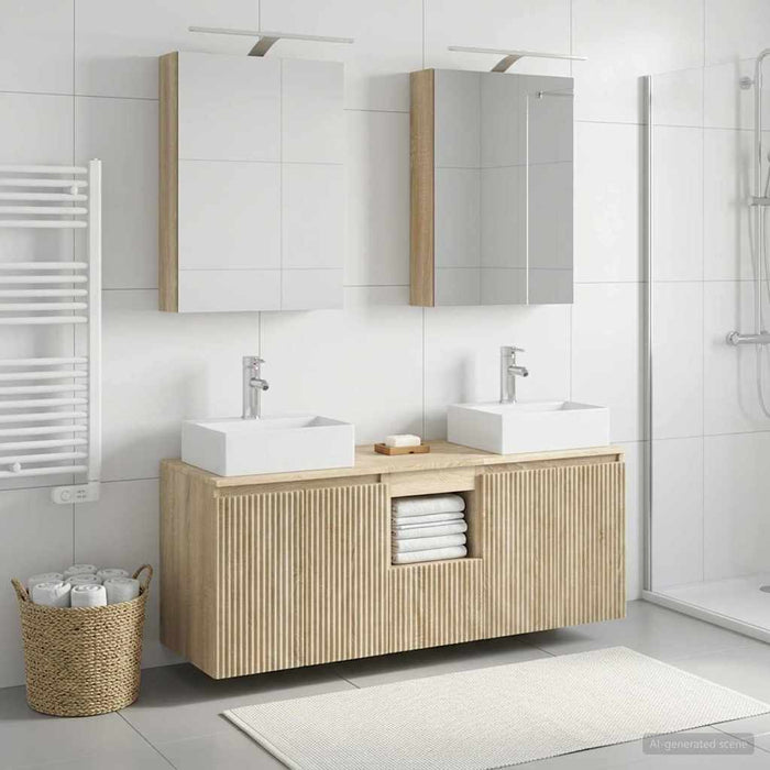 Set dulap baie 5 pcs Stejar Sonoma Lemn prelucrat WALTI