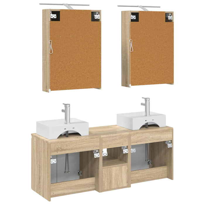 Set dulap baie 5 pcs Stejar Sonoma Lemn prelucrat WALTI