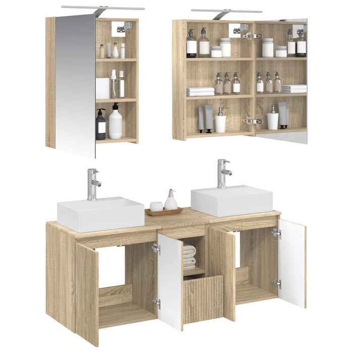 Set dulap baie 5 pcs Stejar Sonoma Lemn prelucrat WALTI