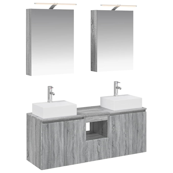 Set dulap baie 5 pcs Sonoma gri Lemn prelucrat WALTI