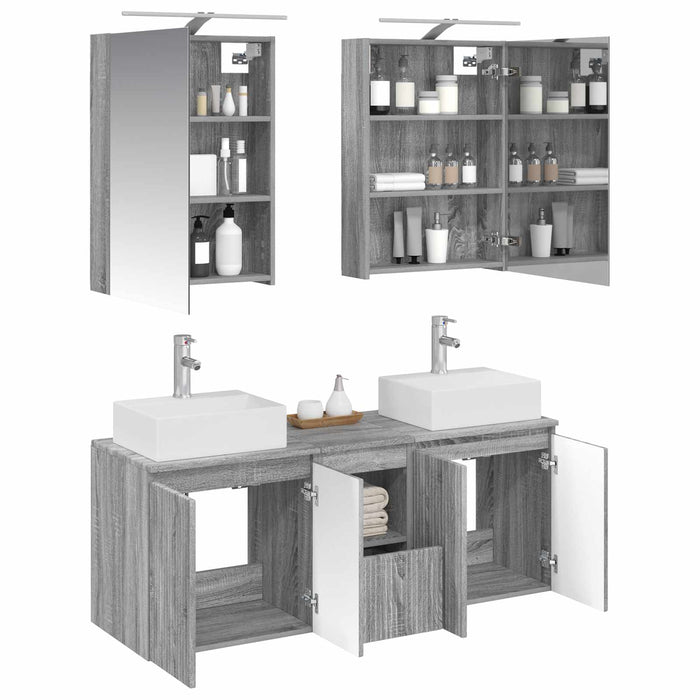 Set dulap baie 5 pcs Sonoma gri Lemn prelucrat WALTI