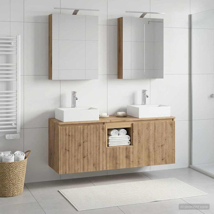 Set dulap baie 5 pcs Stejar Artizanal Lemn prelucrat WALTI