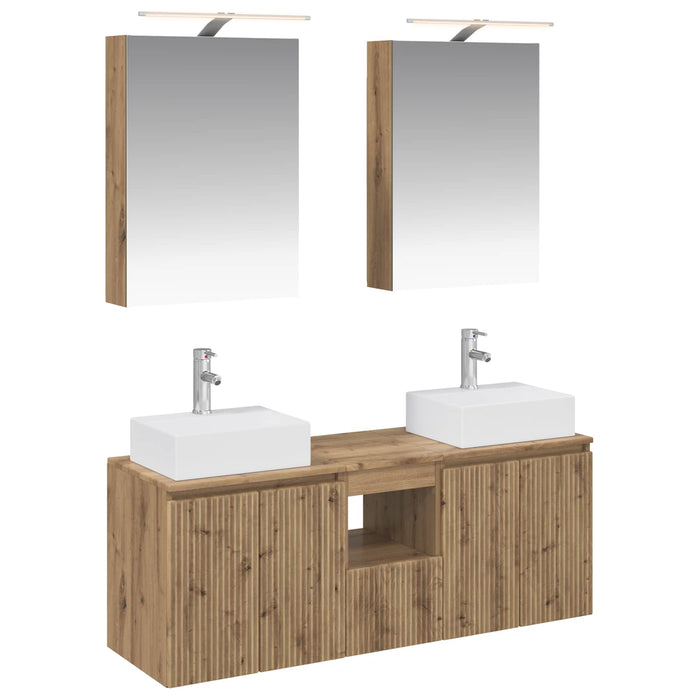 Set dulap baie 5 pcs Stejar Artizanal Lemn prelucrat WALTI