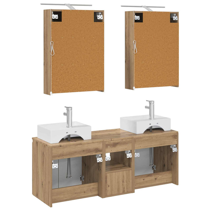 Set dulap baie 5 pcs Stejar Artizanal Lemn prelucrat WALTI