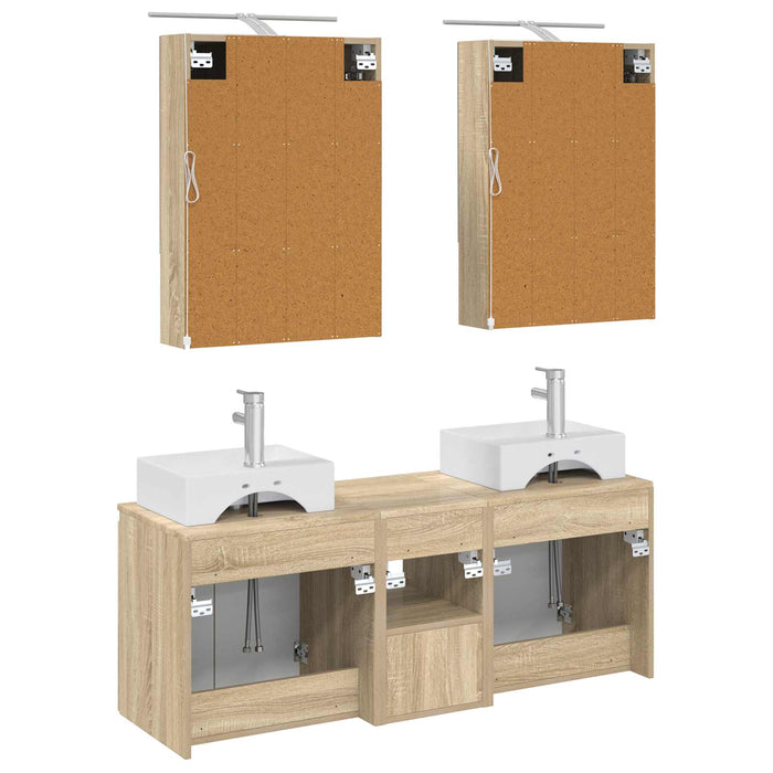 Set dulap baie 5 pcs Stejar Sonoma Lemn prelucrat WALTI