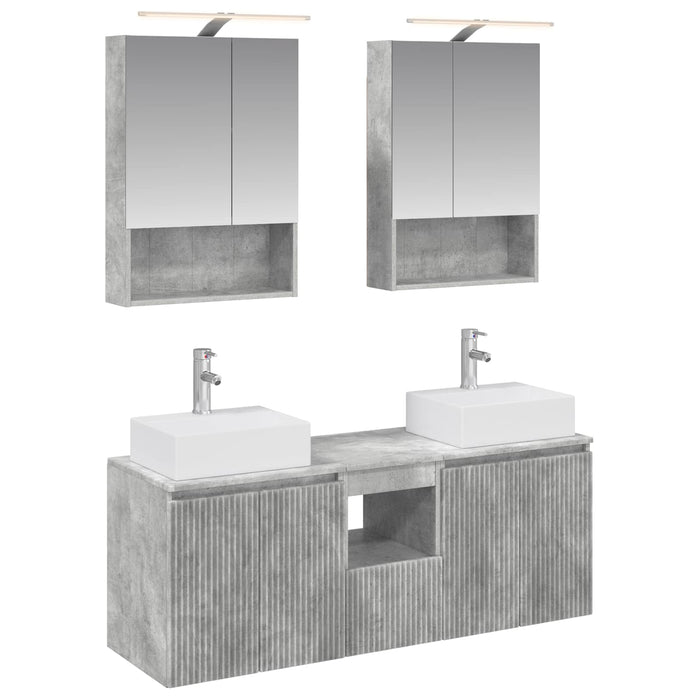 Set dulap baie 5 pcs Gri Beton Lemn prelucrat WALTI
