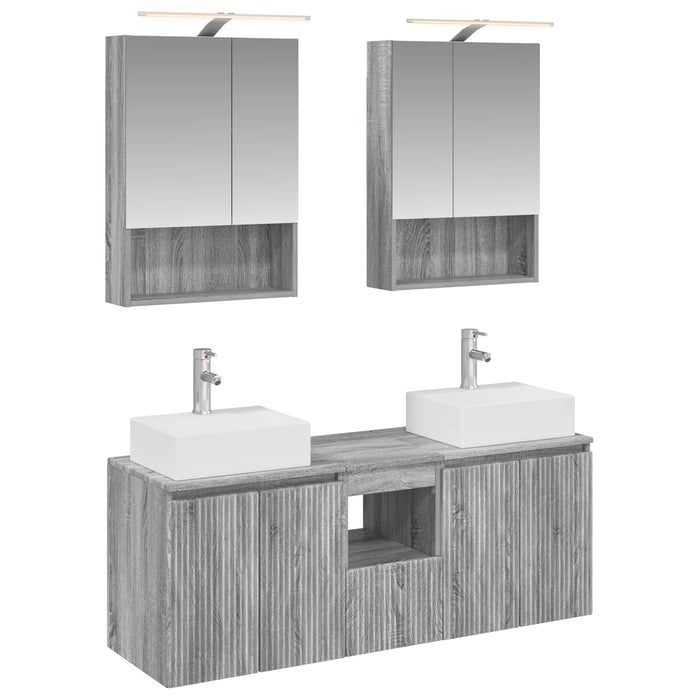 Set dulap baie 5 pcs Sonoma gri Lemn prelucrat WALTI