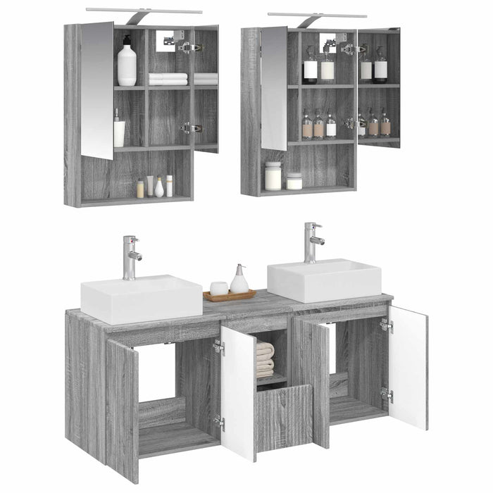 Set dulap baie 5 pcs Sonoma gri Lemn prelucrat WALTI