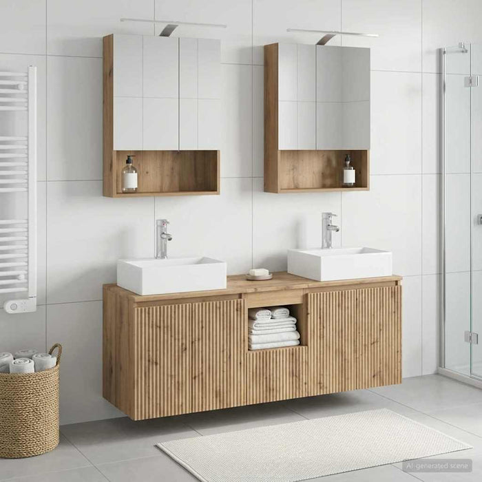 Set dulap baie 5 pcs Stejar Artizanal Lemn prelucrat WALTI