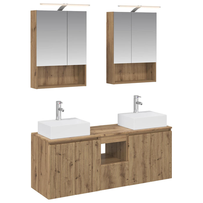 Set dulap baie 5 pcs Stejar Artizanal Lemn prelucrat WALTI
